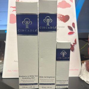 CIRCADIA BUNDLE WHITE VEIL BRIGHTENER+HYDRALOX FACIAL OIL+BLUEBERRY & WHITE TEA